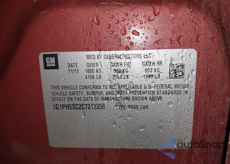 2012 Chevrolet Cruze Ltz z USA, uszkodzony, nr VIN 1G1PH5SC2C7213256